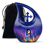 Baby Penguin Night Scenic Urn - Burial Container Urns For Human Ashes