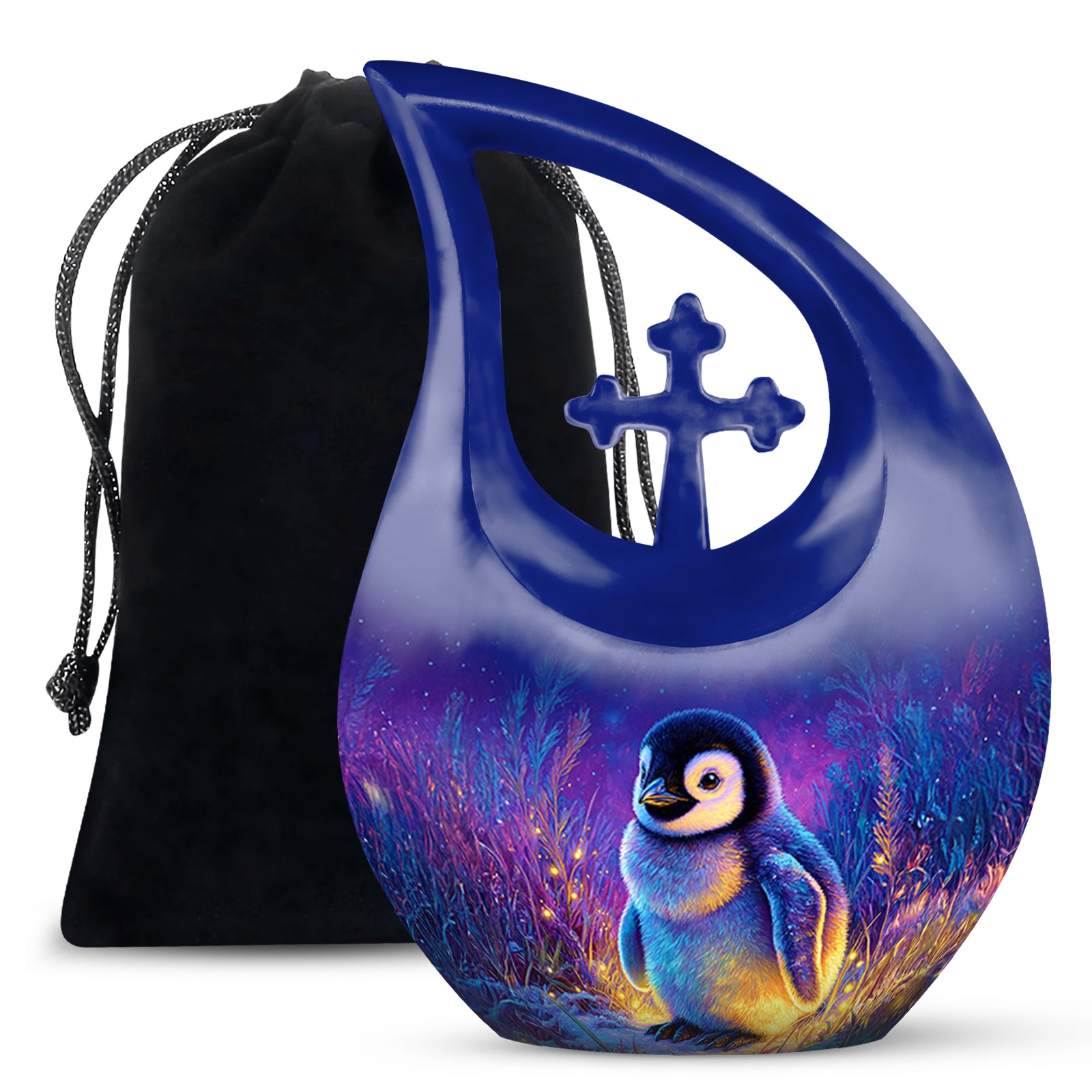 Baby Penguin Night Scenic Urn - Burial Container Urns For Human Ashes