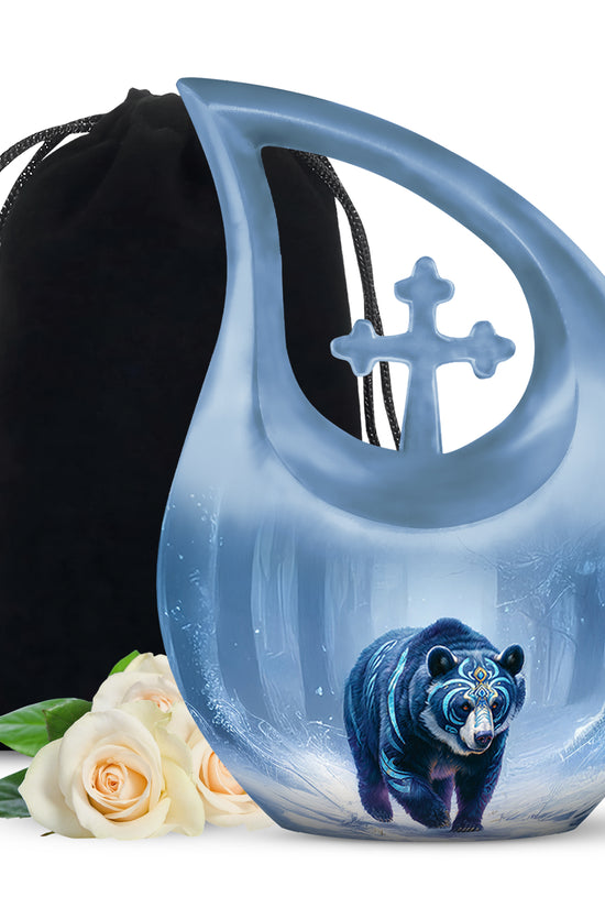 Arctic Bear Cremation Urn - Snow Forest Memorial Urn For Burial
