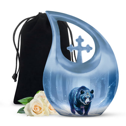 Arctic Bear Cremation Urn - Snow Forest Memorial Urn For Burial