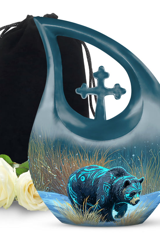 Majestic Snow Bear Funeral Urn - Nature Memorial Urn For Loved Ones