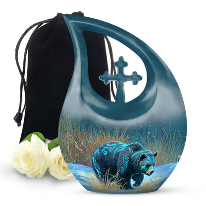 Majestic Snow Bear Funeral Urn - Nature Memorial Urn For Loved Ones