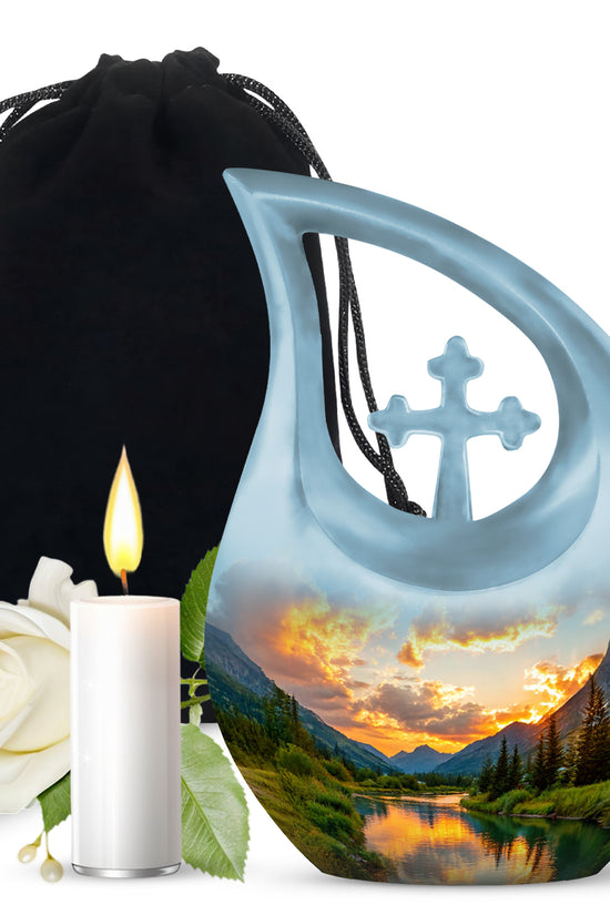 Sunset Lake MemorialUrn - Beautiful Nature Funeral Urn For Loved Ones