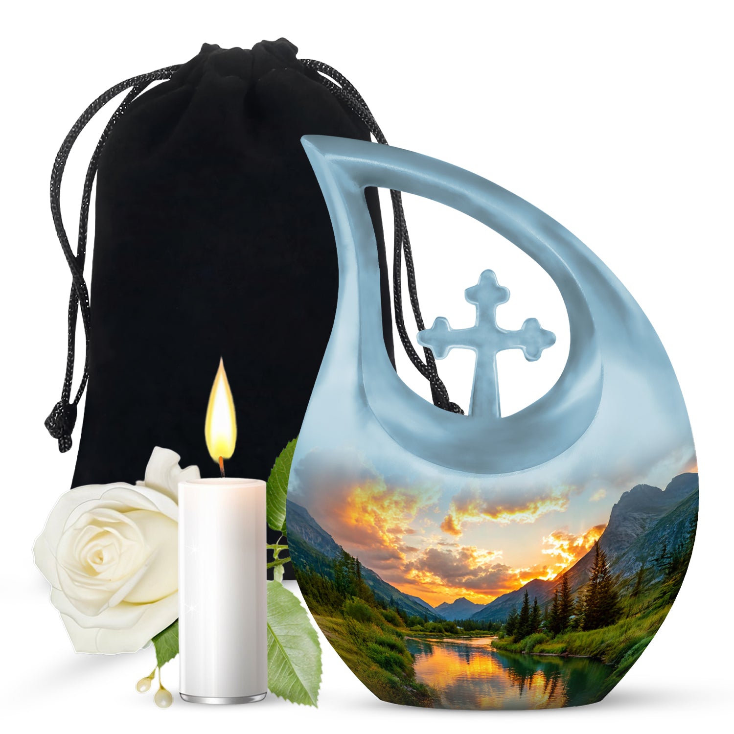 Sunset Lake MemorialUrn - Beautiful Nature Funeral Urn For Loved Ones