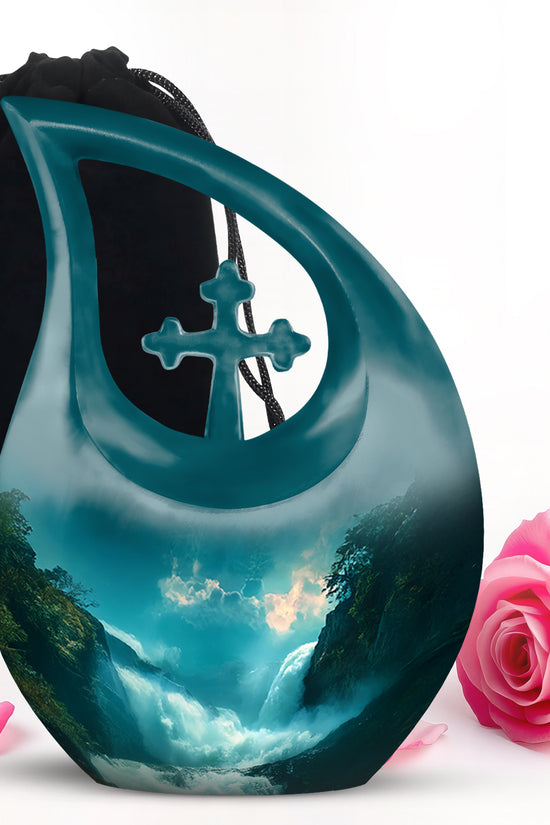Peaceful Waterfall Cremation Urn - Scenic Memorial Urn For Loved Ones