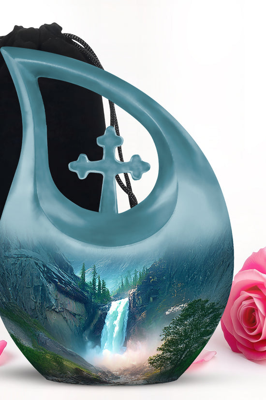Beautiful Waterfall Cremation Urn - Mountain Memorial Urn For Loved Ones