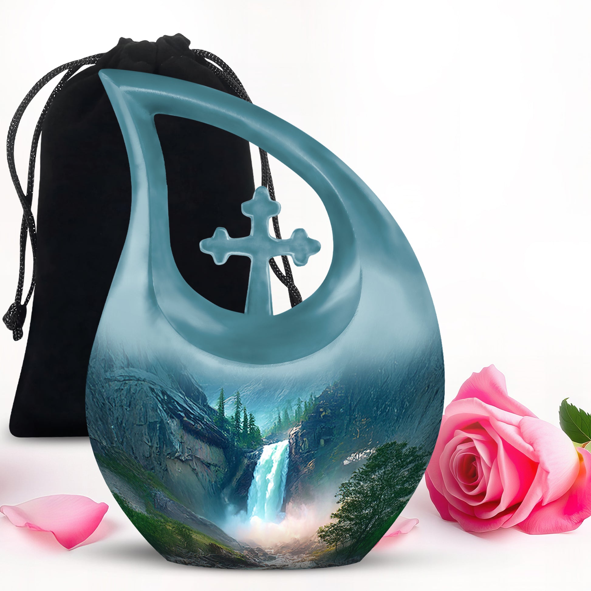 Beautiful Waterfall Cremation Urn - Mountain Memorial Urn For Loved Ones