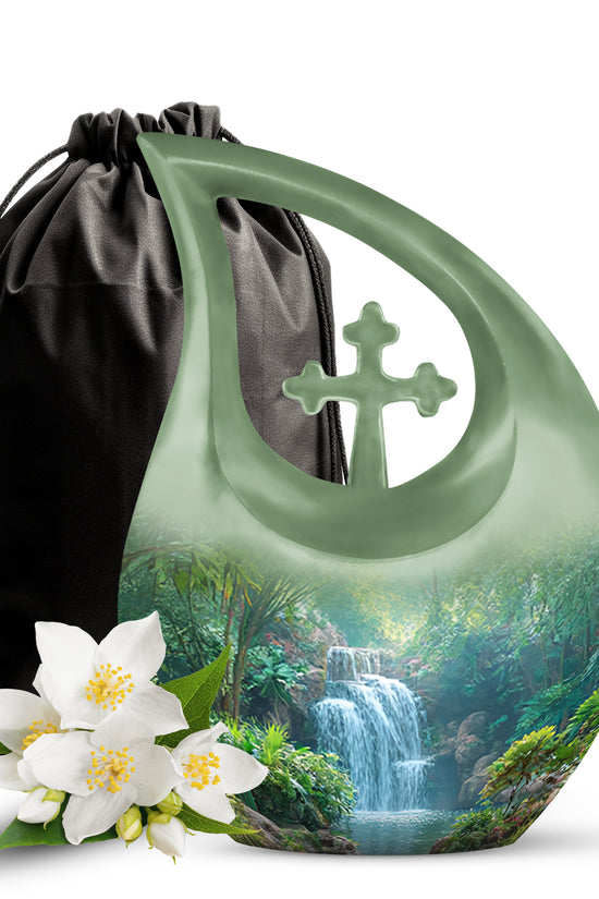 Nature Waterfall Cremation Urn - Peaceful Memorial Urn For Burial