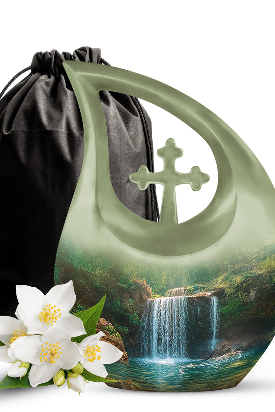 Scenic Waterfall Cremation Urn - Memorial Urn For Male & Female