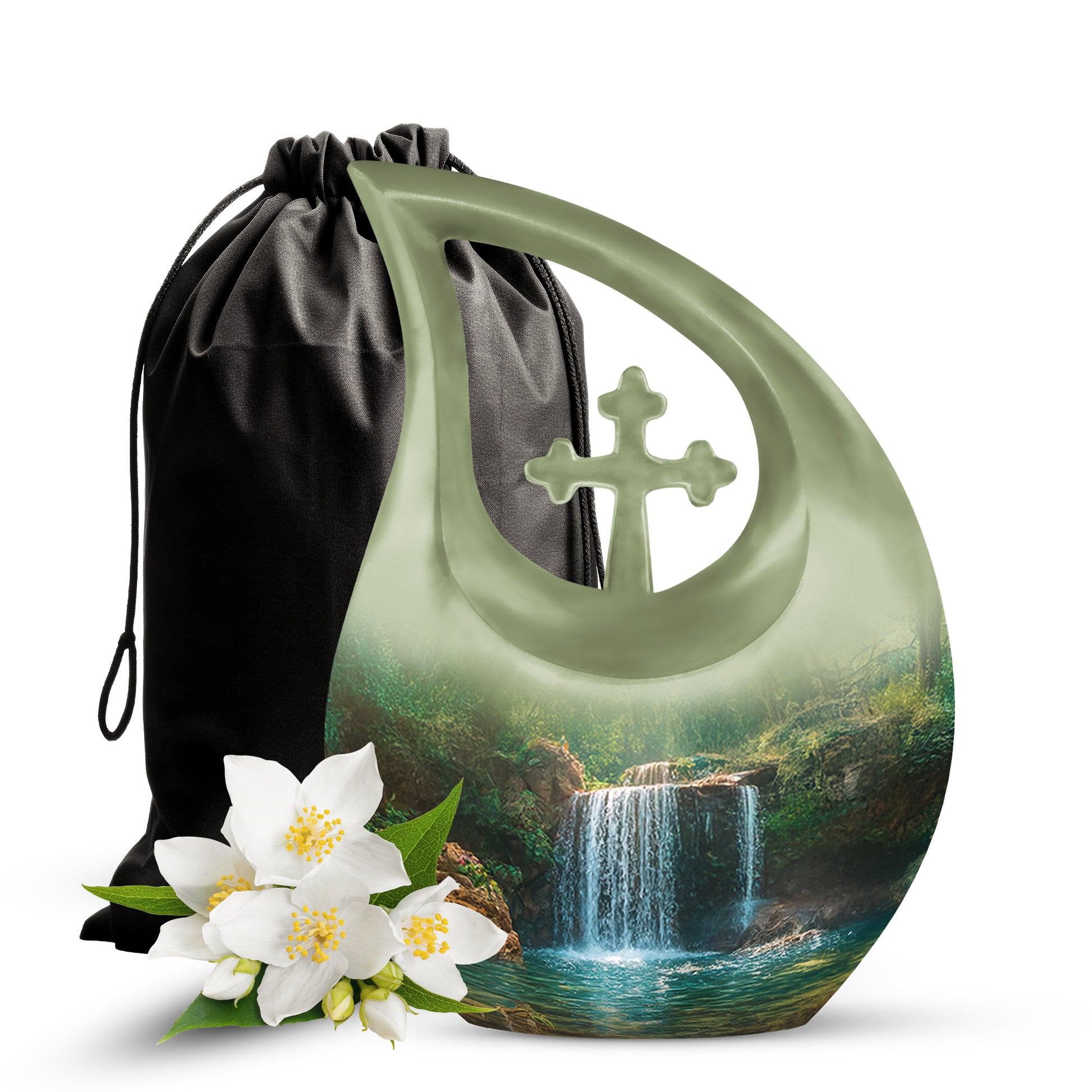 Scenic Waterfall Cremation Urn - Memorial Urn For Male & Female