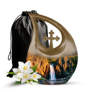Mountain Waterfall Cremation Urn - Funeral Urn For Human Ashes