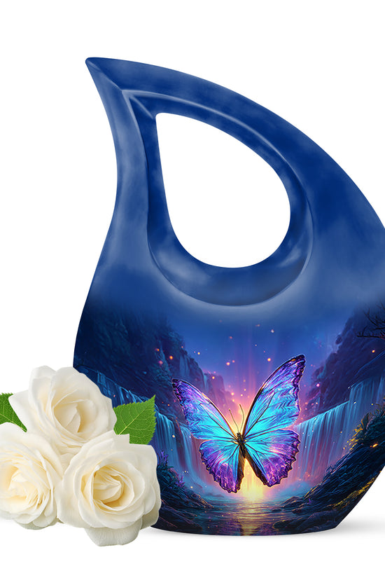 Regal Butterfly Memorial Cremation Urns - Blue 10-inch, 200 cu in - Yatskia