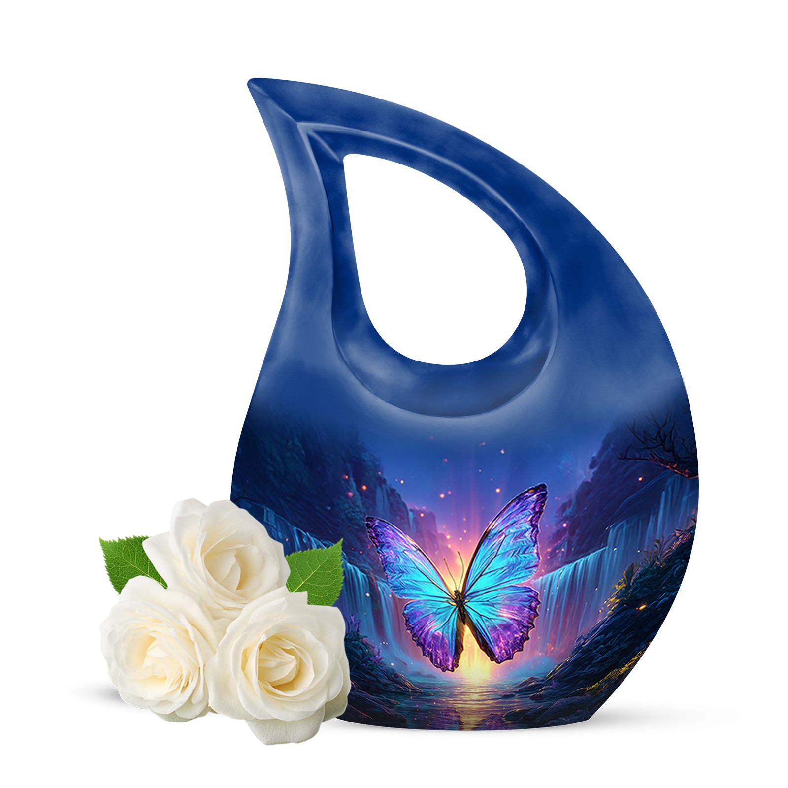 Regal Butterfly Memorial Cremation Urns - Blue 10-inch, 200 cu in - Yatskia