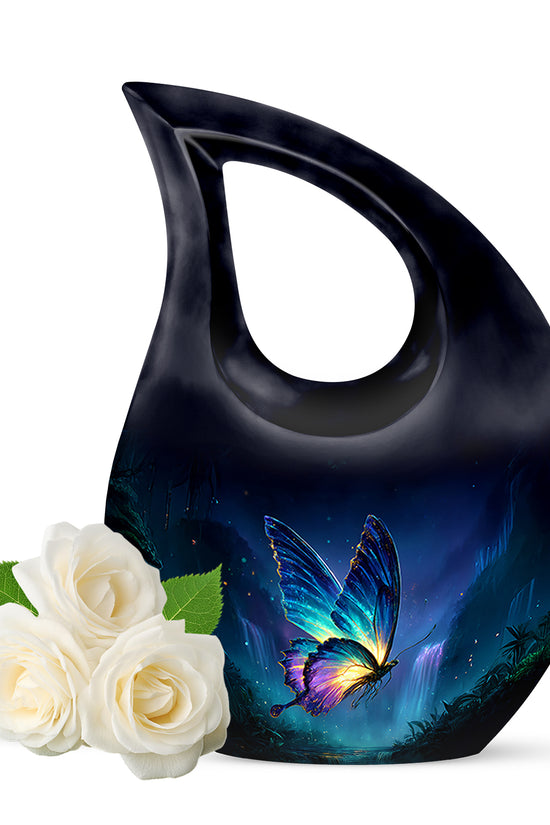Personalized Blue Butterfly Cremation Urns for Ashes - Peaceful 10-inch - Yatskia