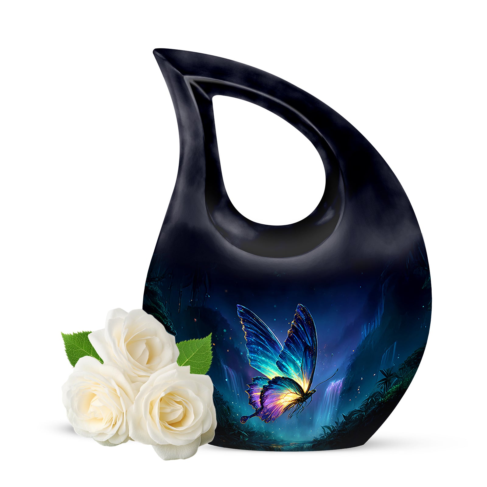 Personalized Blue Butterfly Cremation Urns for Ashes - Peaceful 10-inch - Yatskia