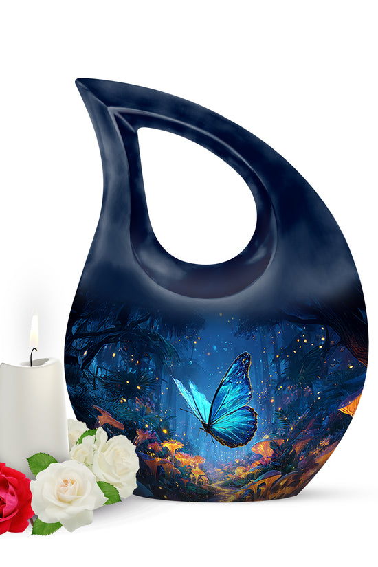 Personalized Magnificent Butterfly Cremation Urns - Blue 10-inch, 200 cu in - Yatskia