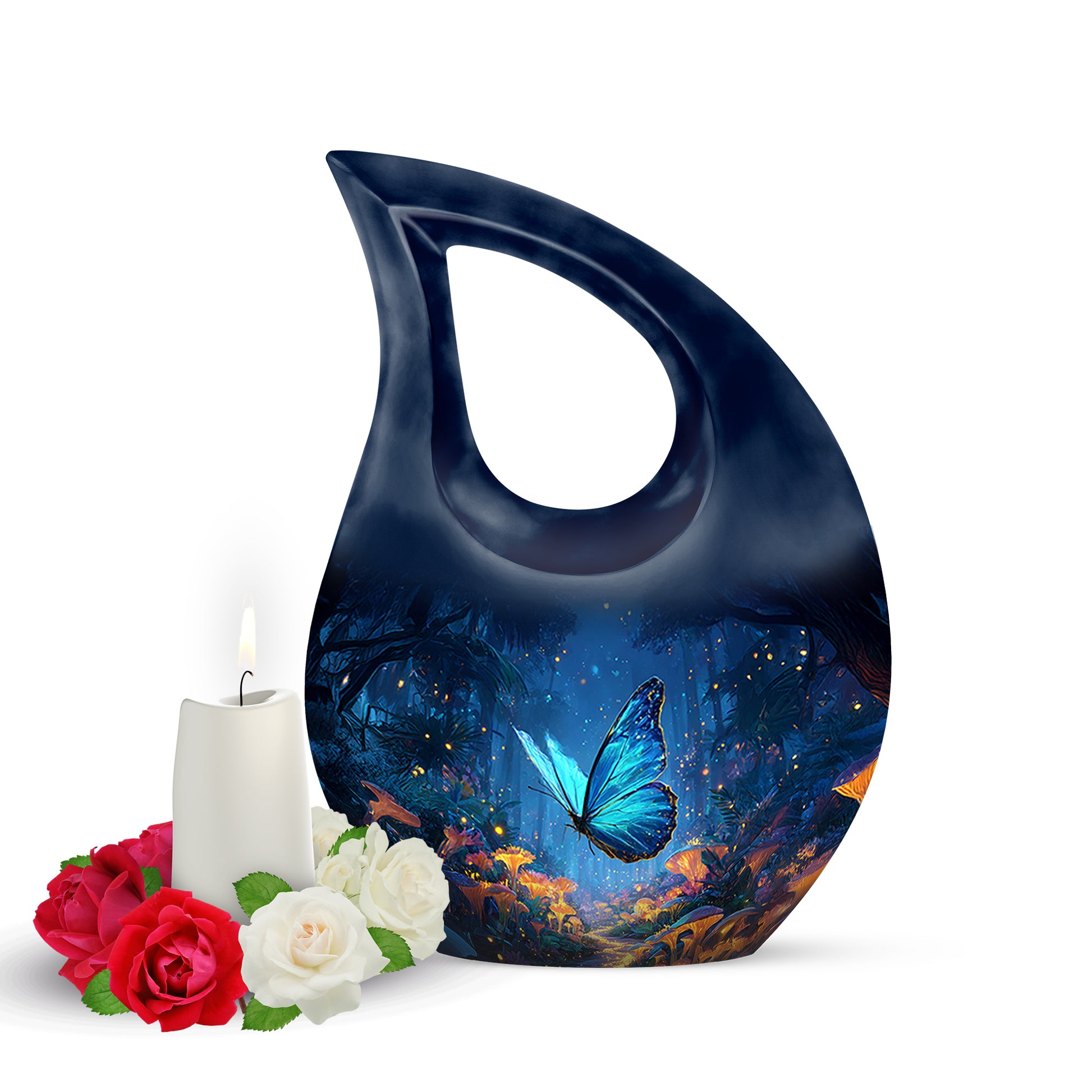 Personalized Magnificent Butterfly Cremation Urns - Blue 10-inch, 200 cu in - Yatskia