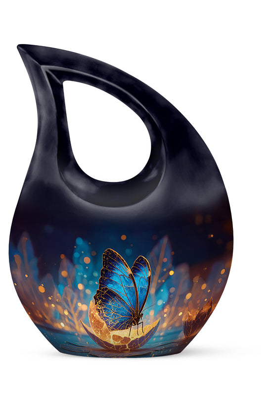 Blue Treasured Butterfly Cremation Urns for Human Ashes - 10-inch, 200 cu in - Yatskia
