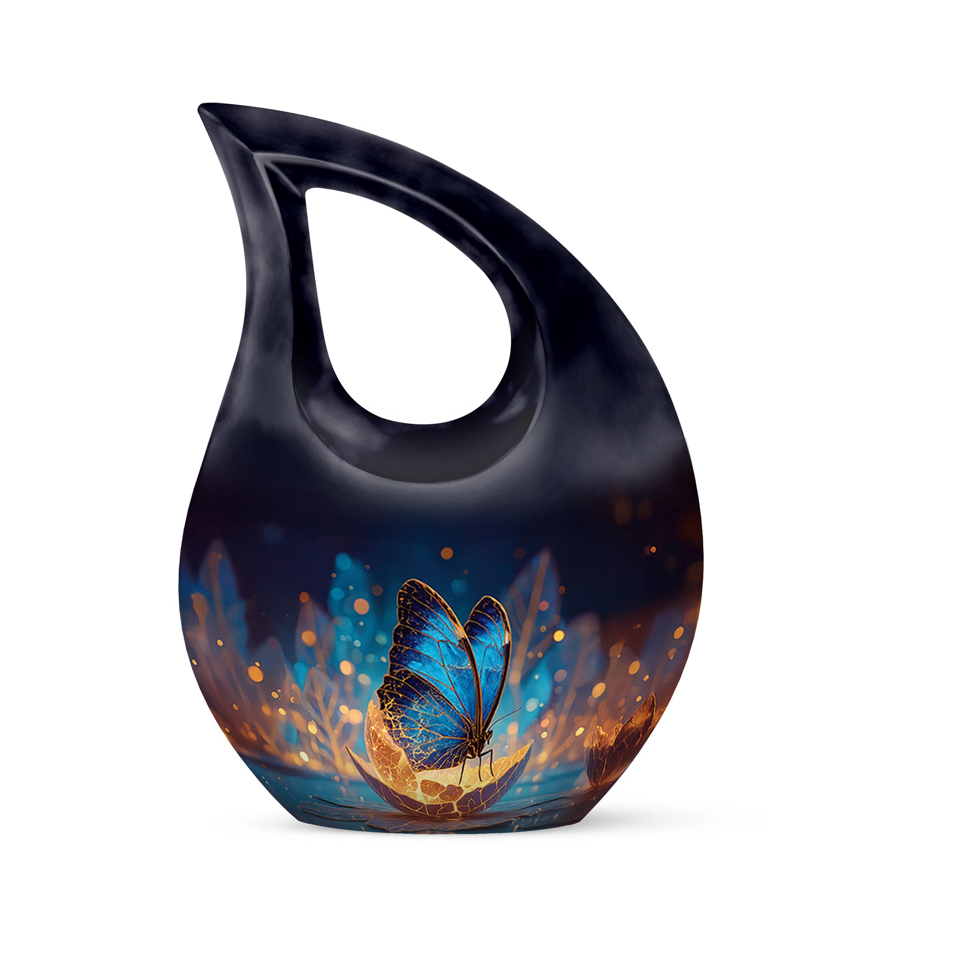 Blue Treasured Butterfly Cremation Urns for Human Ashes - 10-inch, 200 cu in - Yatskia