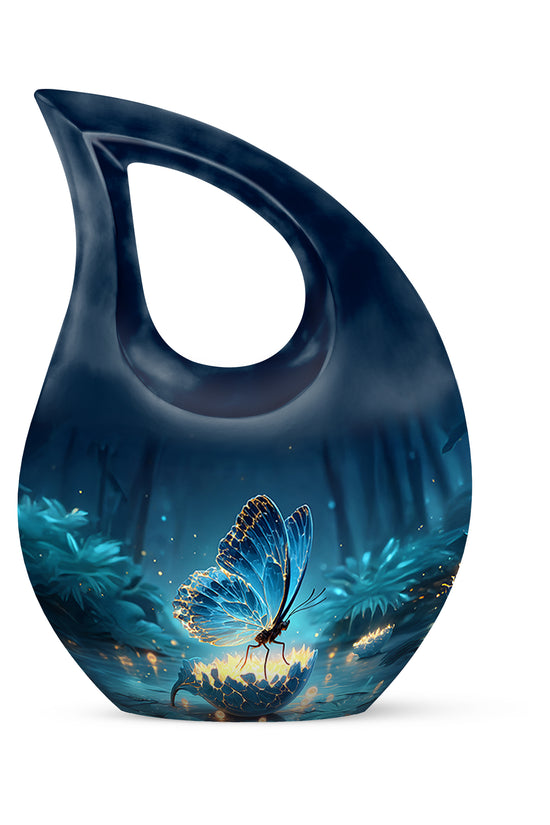 Ethereal Butterfly Memorial Cremation Urns - Blue 10-inch, 200 cu in - Yatskia