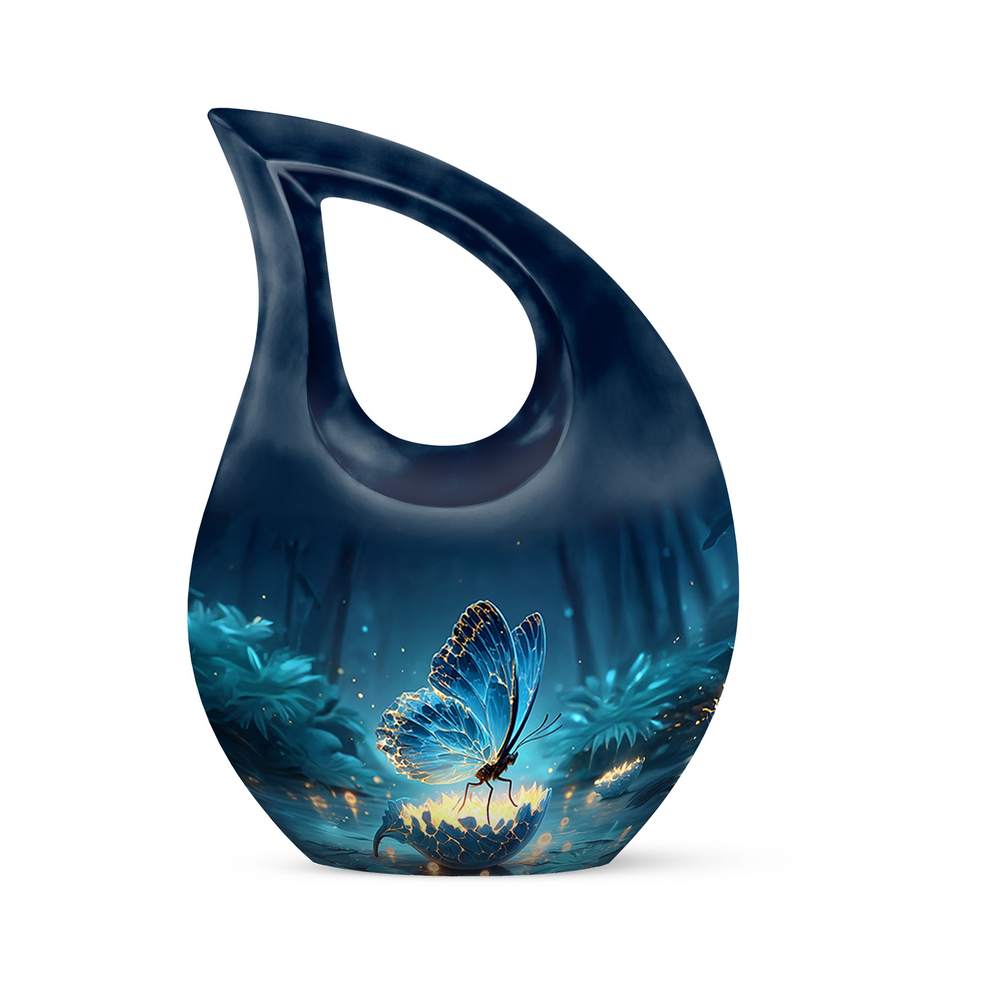 Ethereal Butterfly Memorial Cremation Urns - Blue 10-inch, 200 cu in - Yatskia