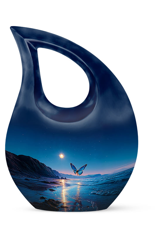 Personalized Butterfly Cremation Urns - Eminent Blue 10-inch, 200 cu in - Yatskia