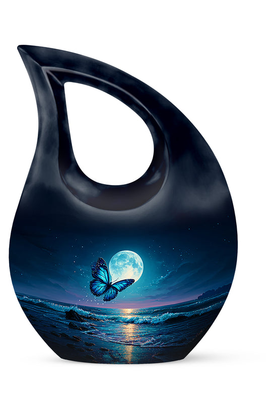 Blue Beloved Butterfly Cremation Urns for Human Ashes - 10-inch, 200 cu in - Yatskia