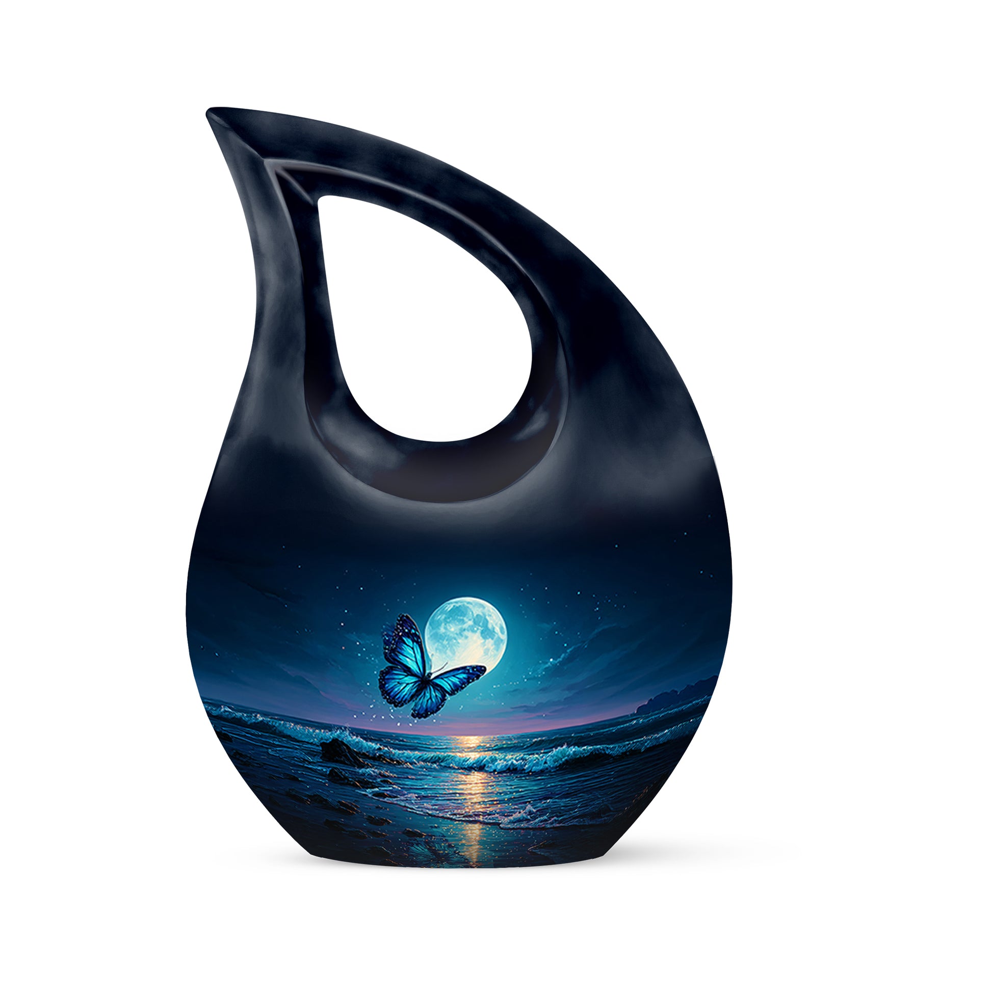 Blue Beloved Butterfly Cremation Urns for Human Ashes - 10-inch, 200 cu in - Yatskia