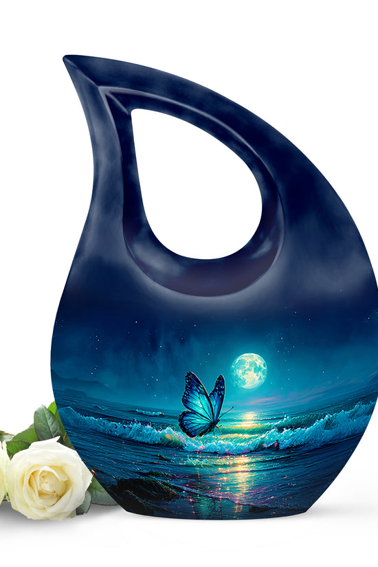Radiant Butterfly Memorial Cremation Urns - Blue 10-inch, 200 cu in - Yatskia