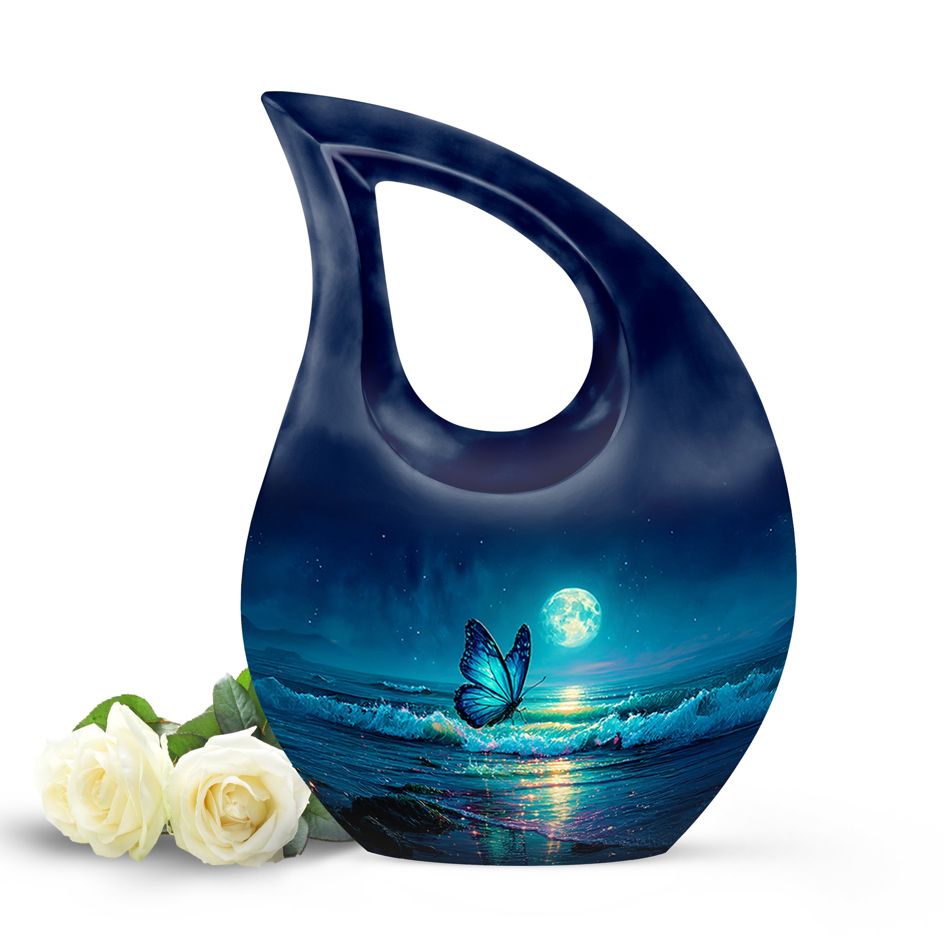 Radiant Butterfly Memorial Cremation Urns - Blue 10-inch, 200 cu in - Yatskia