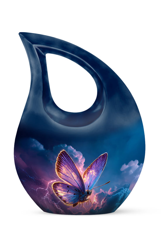 Blue Butterfly Cremation Urns - Imperial Promise 10-inch, 200 cu in - Yatskia