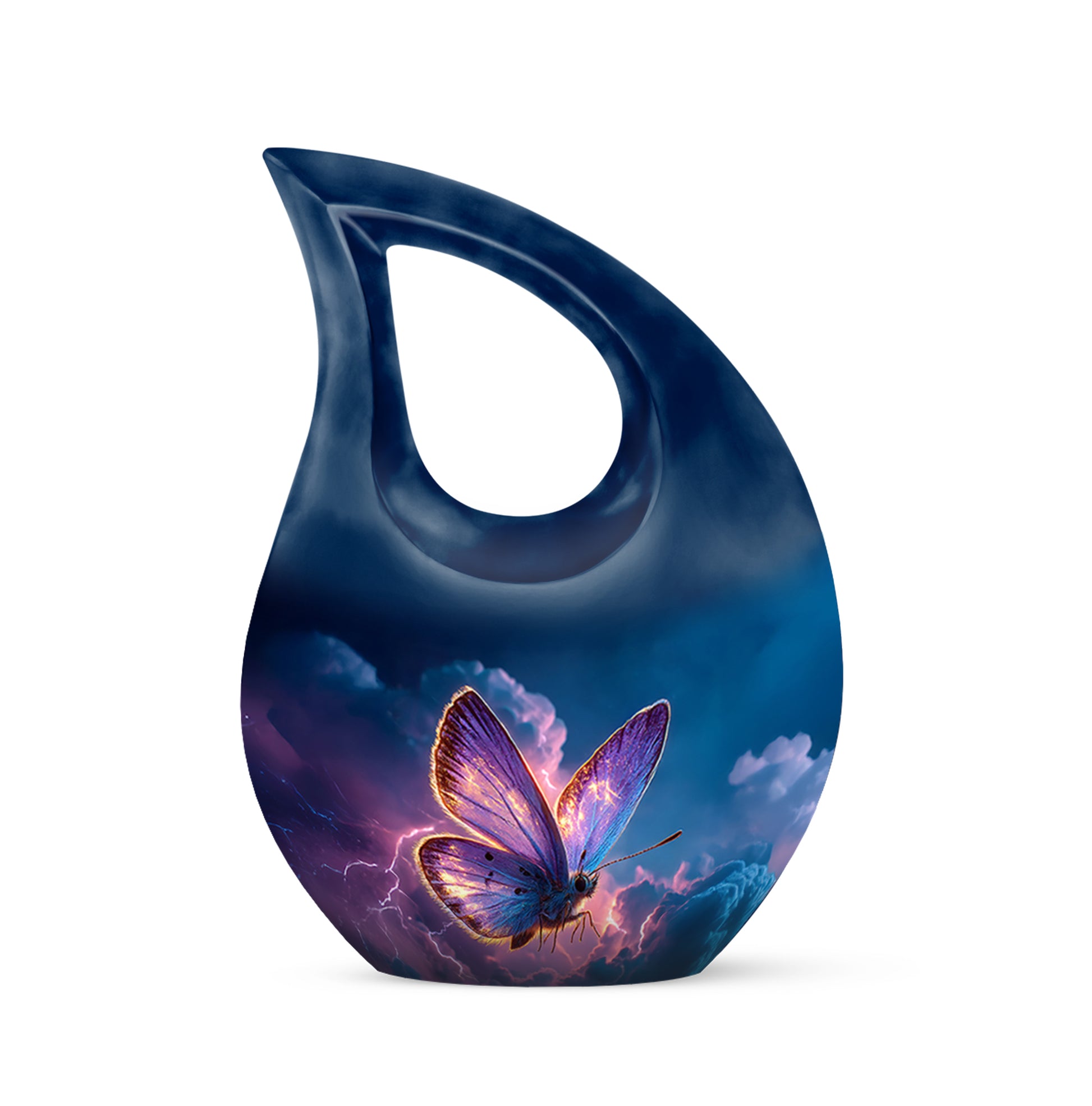 Blue Butterfly Cremation Urns - Imperial Promise 10-inch, 200 cu in - Yatskia