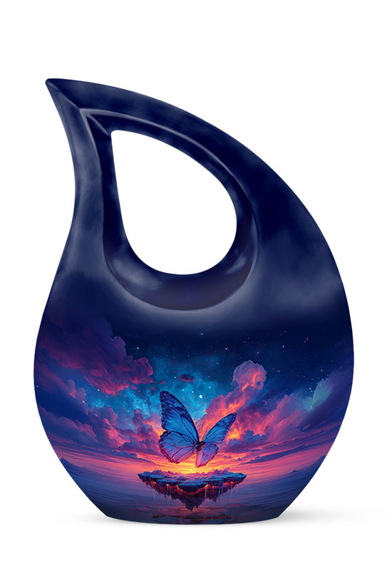 Blue Butterfly Keepsake Cremation Urns for Human Ashes - 10-inch, 200 cu in - Yatskia