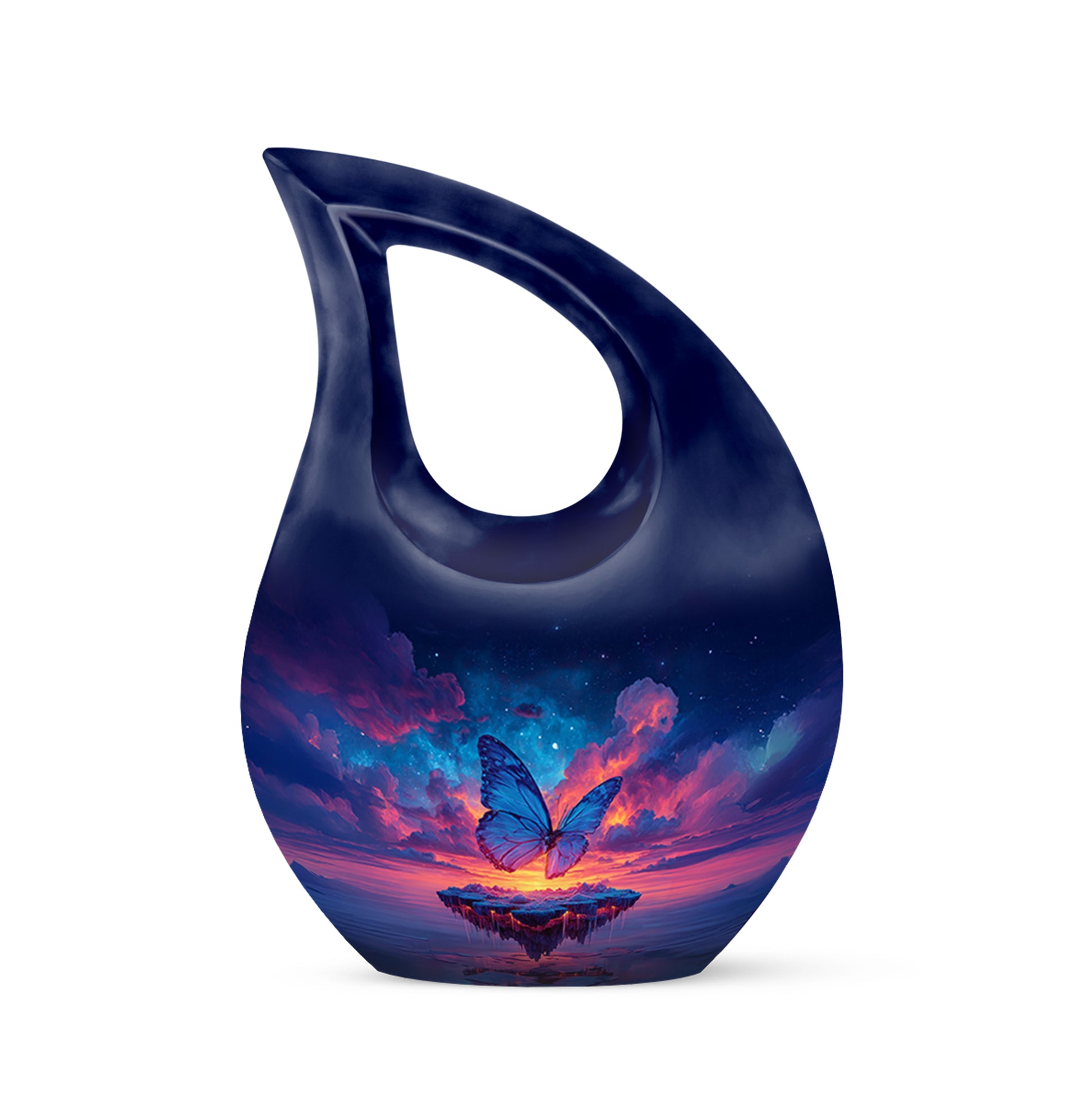 Blue Butterfly Keepsake Cremation Urns for Human Ashes - 10-inch, 200 cu in - Yatskia