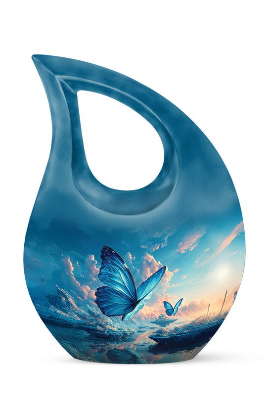 Personalized Butterfly Cremation Urns - Wondrous Blue 10-inch, 200 cu in - Yatskia