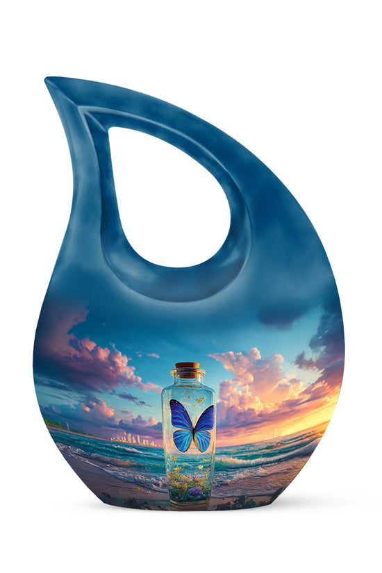 Remarkable Butterfly Memorial Cremation Urns - Blue 10-inch, 200 cu in - Yatskia