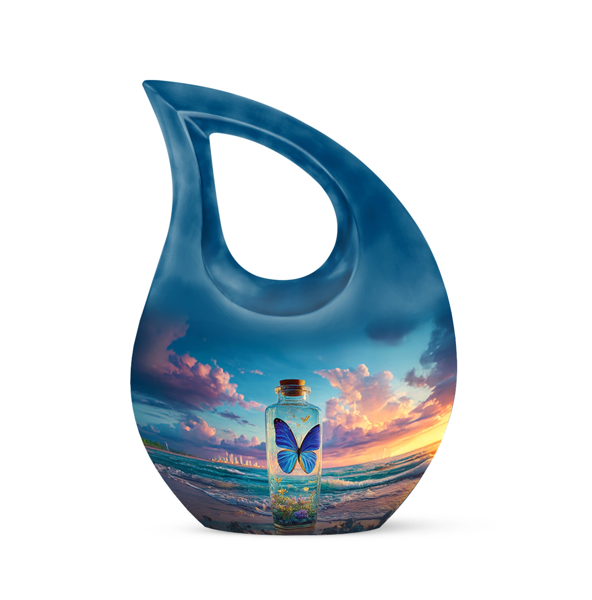 Remarkable Butterfly Memorial Cremation Urns - Blue 10-inch, 200 cu in - Yatskia