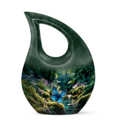 Green Butterfly Dedication Cremation Urns for Human Ashes - 10-inch, 200 cu in - Karyliz