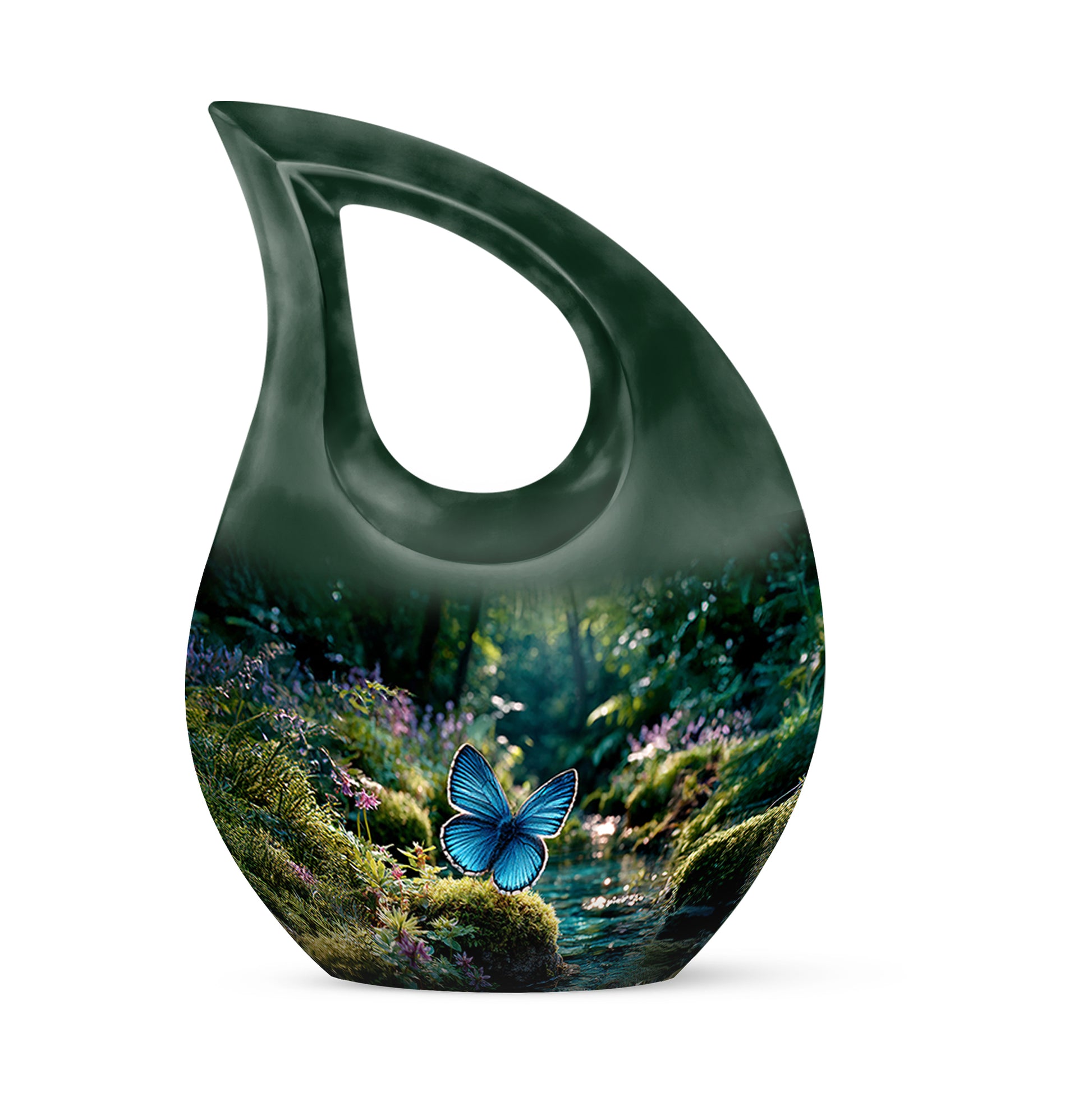 Green Butterfly Dedication Cremation Urns for Human Ashes - 10-inch, 200 cu in - Yatskia