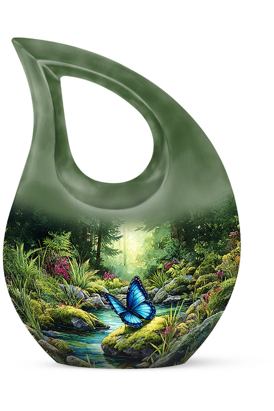 Green Beloved Butterfly Cremation Urns for Human Ashes - 10-inch, 200 cu in - Yatskia