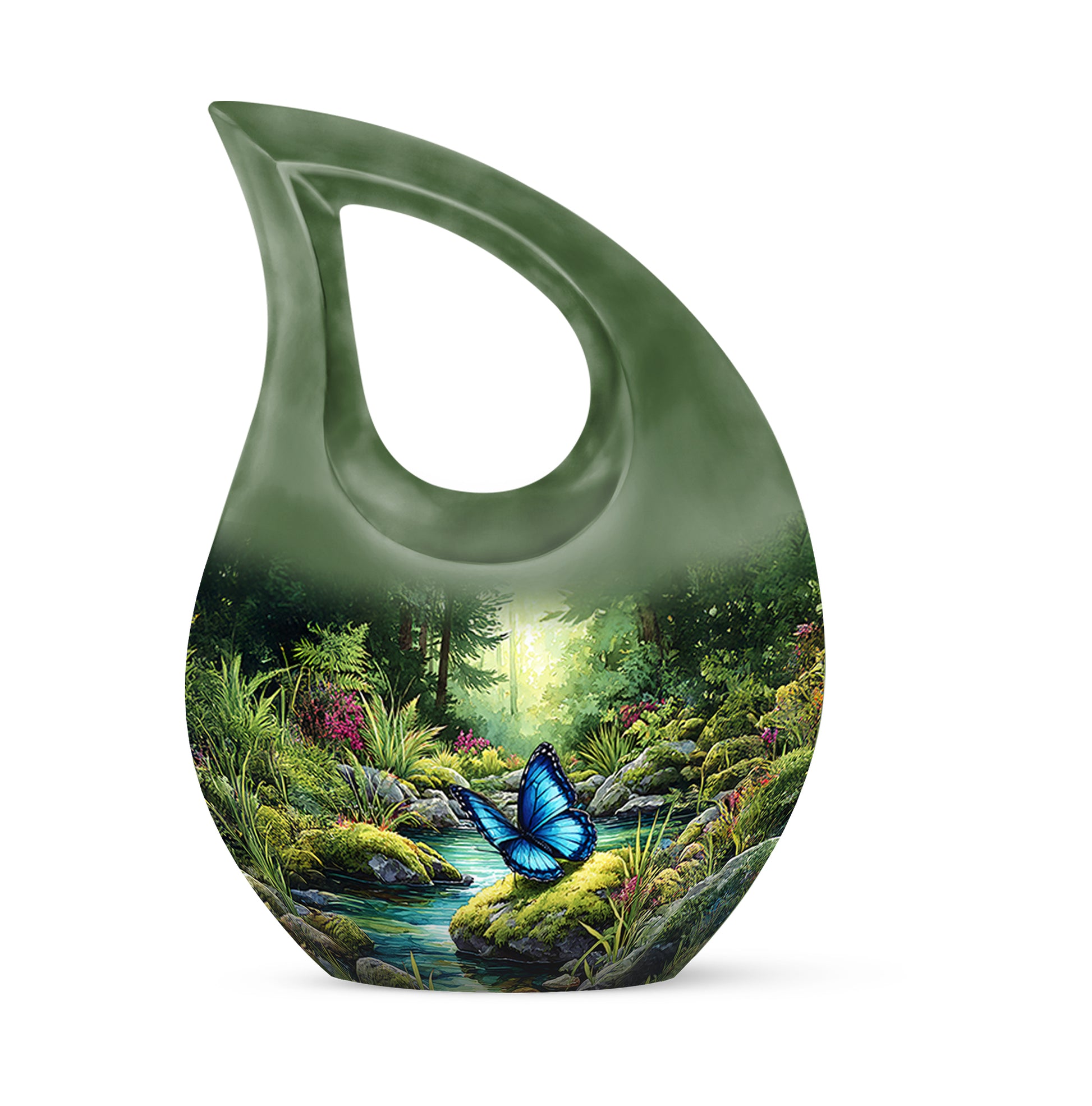 Green Beloved Butterfly Cremation Urns for Human Ashes - 10-inch, 200 cu in - Yatskia