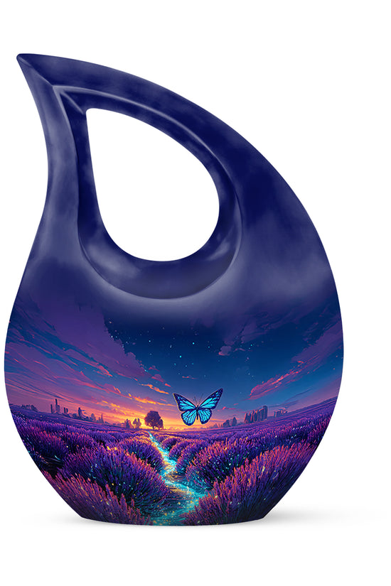 Blue Venerable Butterfly Cremation Urns for Human Ashes - 10-inch, 200 cu in - Yatskia