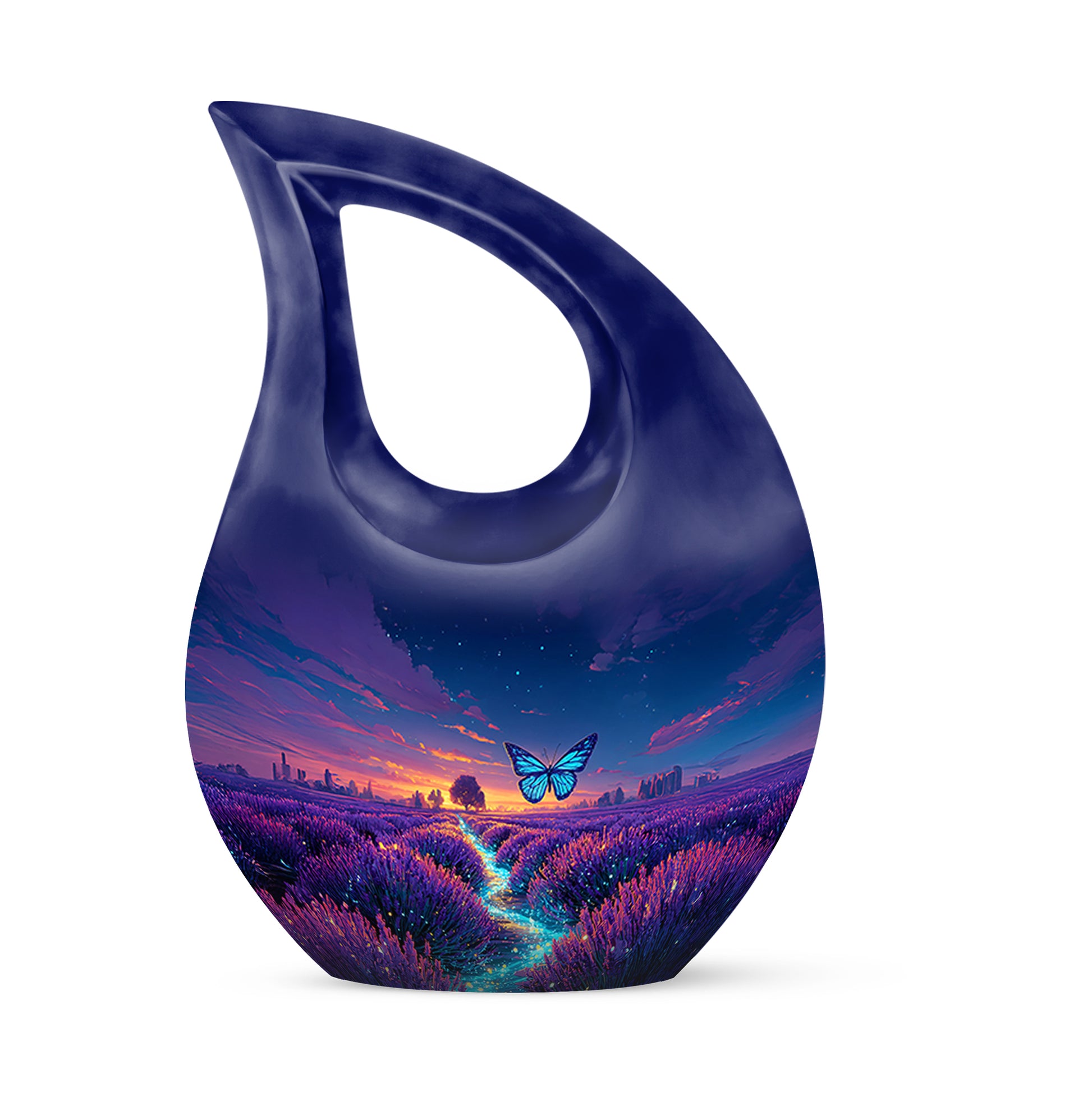 Blue Venerable Butterfly Cremation Urns for Human Ashes - 10-inch, 200 cu in - Yatskia