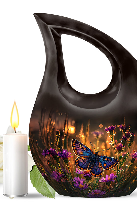 Gold Butterfly Memorial Cremation Urns for Human Ashes - 10-inch, 200 cu in - Yatskia