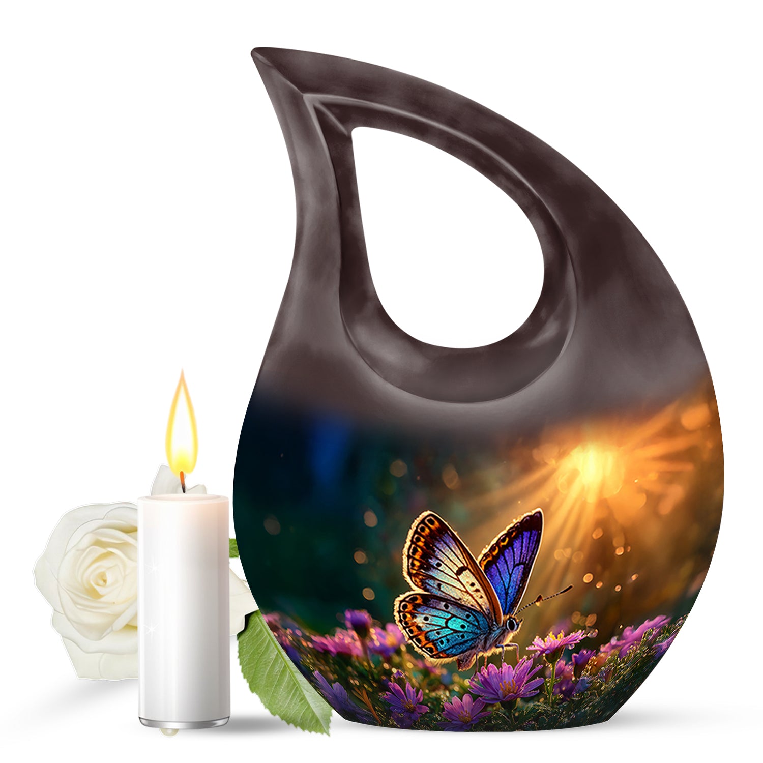 Blessed Butterfly Cremation Urns for Human Ashes - Gold 10-inch - Yatskia