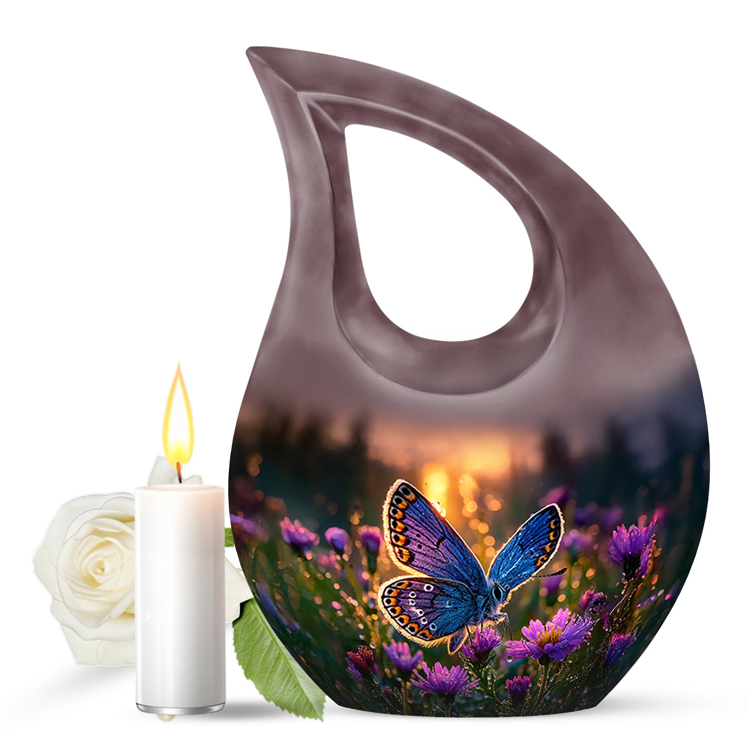 Personalized Eternal Butterfly Cremation Urns - Gold 10-inch, 200 cu in - Yatskia