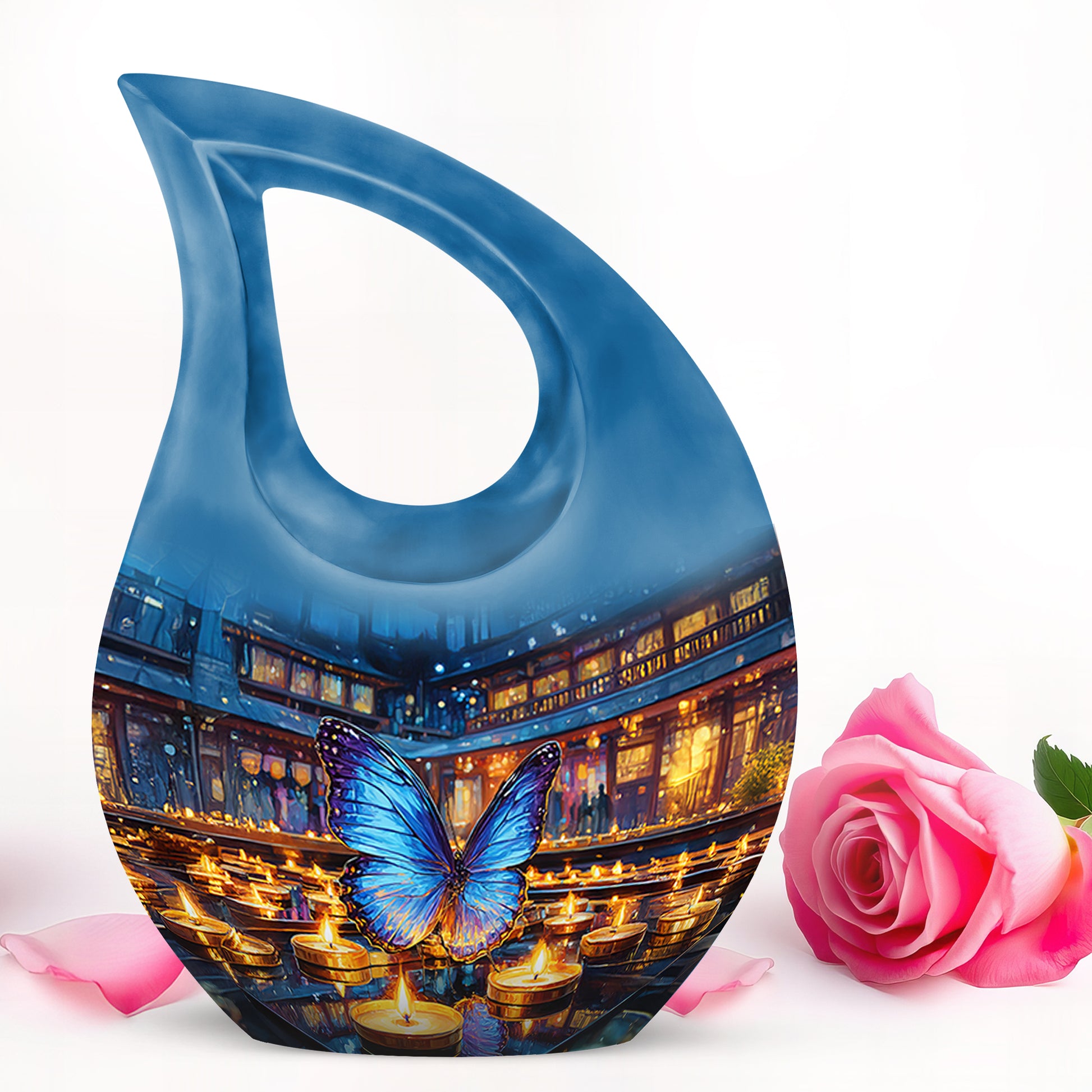 Personalized Gray Revered Butterfly Cremation Urns for Human Ashes - 10-inch, 200 cu in - Yatskia