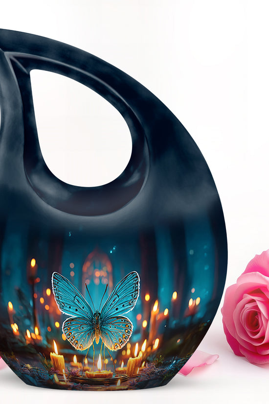 Blue Butterfly Cremation Urns - Glorious Celebration 10-inch, 200 cu in - Yatskia