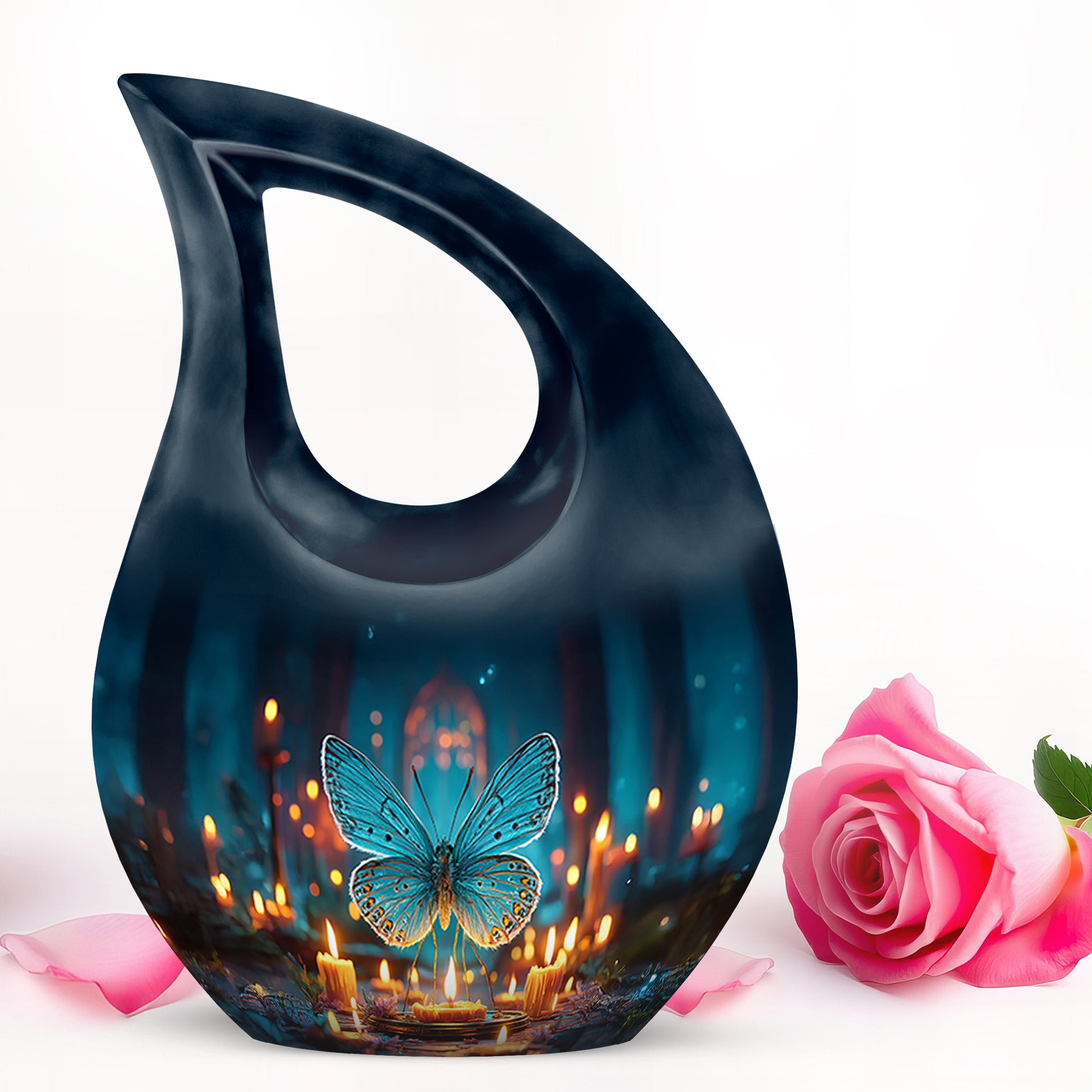 Blue Butterfly Cremation Urns - Glorious Celebration 10-inch, 200 cu in - Yatskia