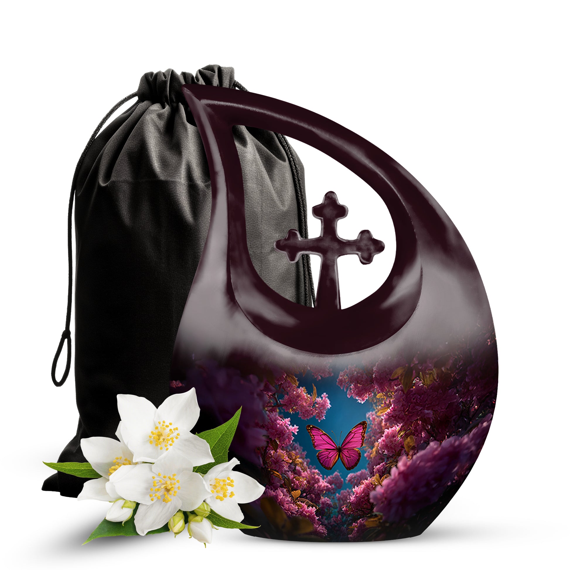 Butterfly Flower Garden Funeral Urn - Unique Memorial Urn For Human Ashes